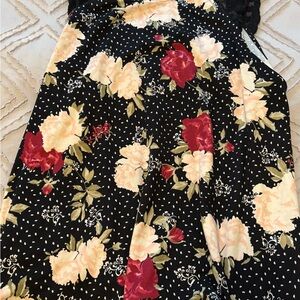 Torrid Black Dress with Red and Cream Floral Pattern